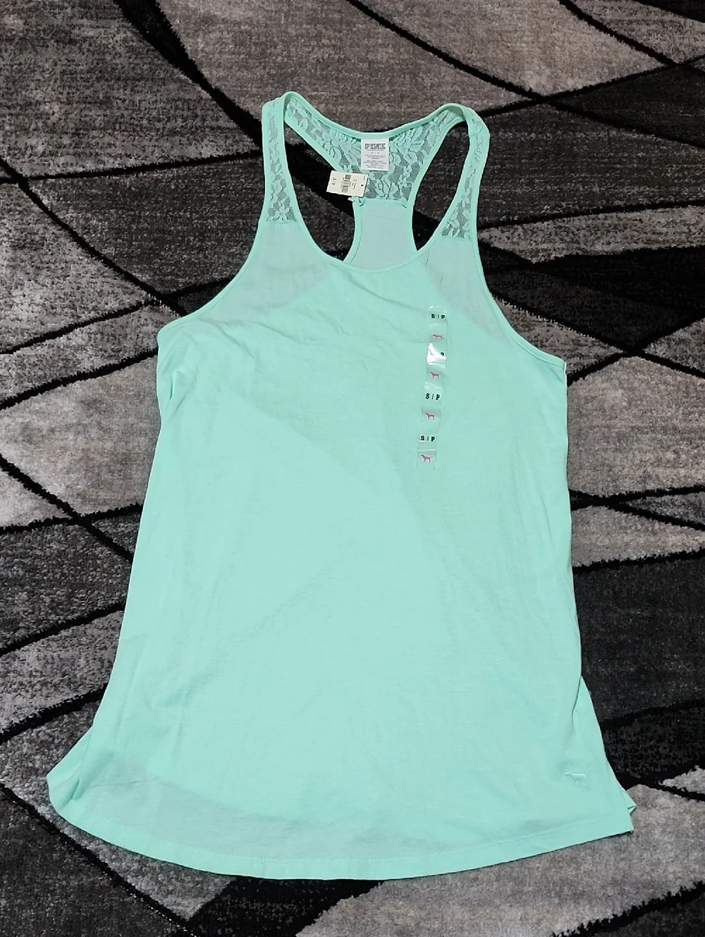 VS PINK 2013 MINT GREEN TUNIC-LENGTH LACE RACERBACK SWIM COVER-UP TANK-TOP - Picture 1 of 11